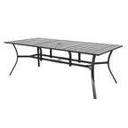 Aoodor Patio Dining Table, Metal Outdoor Patio Table with Umbrella Hole, Outdoor Dining Table for Deck, Yard, Poolside, Porch