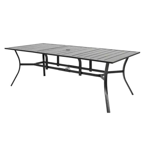 Aoodor Patio Dining Table, Metal Outdoor Patio Table with Umbrella Hole, Outdoor Dining Table for Deck, Yard, Poolside, Porch