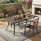 Aoodor Tavolo da Pranzo da Giardino, Tavolo da Esterno in Metallo con Foro per Ombrellone, Tavolo da Pranzo per Esterni per Terrazza, Cortile, Piscina, Portico