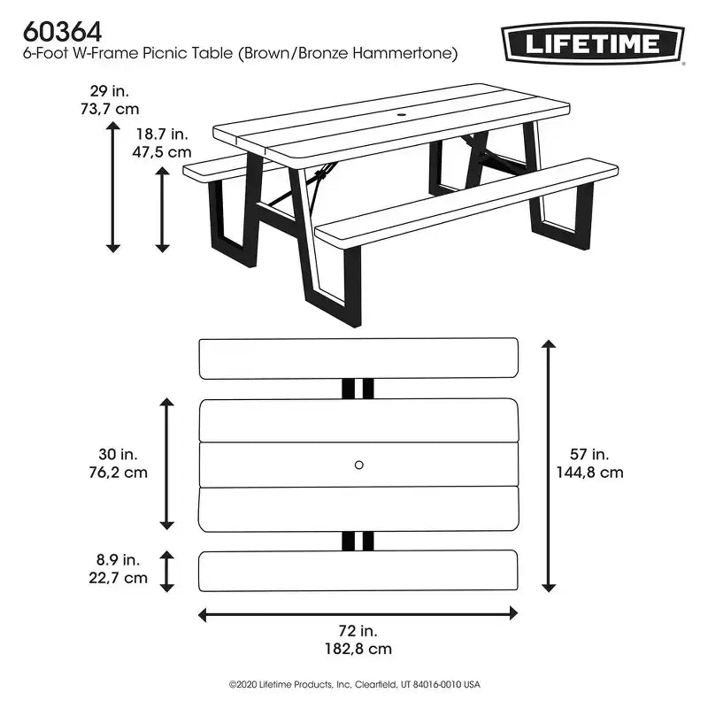 Tavolo da picnic pieghevole Lifetime da 180 cm