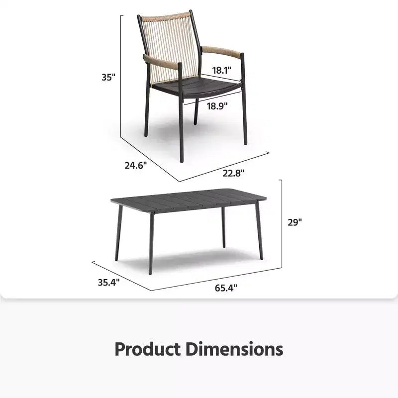 LAUSAINT HOME Set da pranzo per esterni, Set tavolo e sedie da esterno con foro per ombrellone