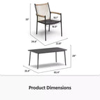 LAUSAINT HOME Set da pranzo per esterni, Set tavolo e sedie da esterno con foro per ombrellone