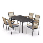 LAUSAINT HOME Set da pranzo per esterni, Set tavolo e sedie da esterno con foro per ombrellone