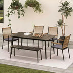 LAUSAINT HOME Set da pranzo per esterni, Set tavolo e sedie da esterno con foro per ombrellone