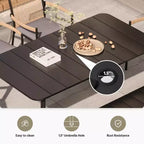 LAUSAINT HOME Set da pranzo per esterni, Set tavolo e sedie da esterno con foro per ombrellone