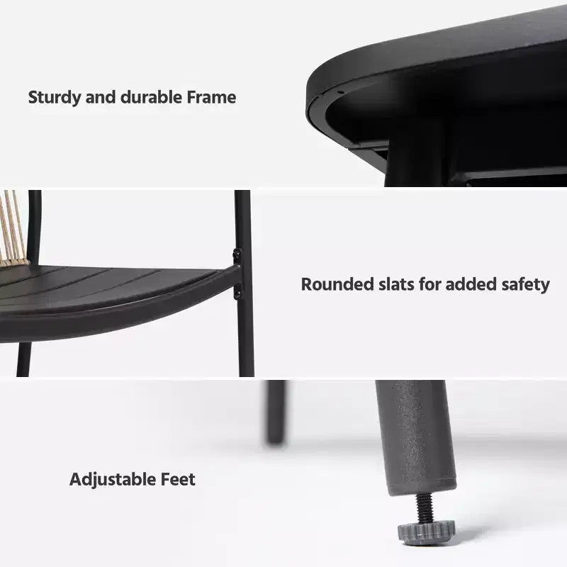 LAUSAINT HOME Set da pranzo per esterni, Set tavolo e sedie da esterno con foro per ombrellone