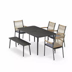LAUSAINT HOME Set da pranzo per esterni, Set tavolo e sedie da esterno con foro per ombrellone