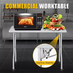 Tavolo da Lavoro Pieghevole in Acciaio Inox, Tavolo da Preparazione Portatile Resistente da 48x30 Pollici con Capacità di 400 libbre per Cucina Garage Ristorante