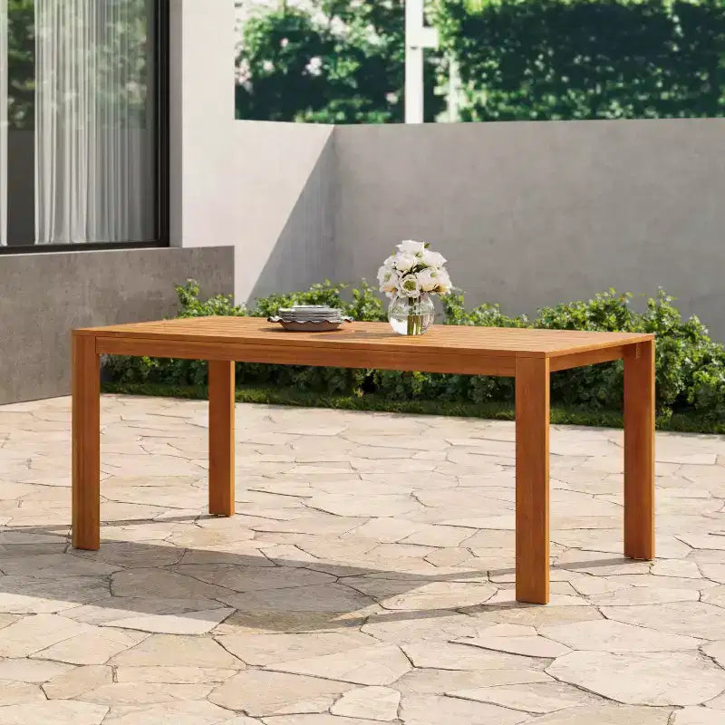 Christopher Knight Home Hildegard Modern Outdoor Solid Acacia Wood Slatted Dining Table