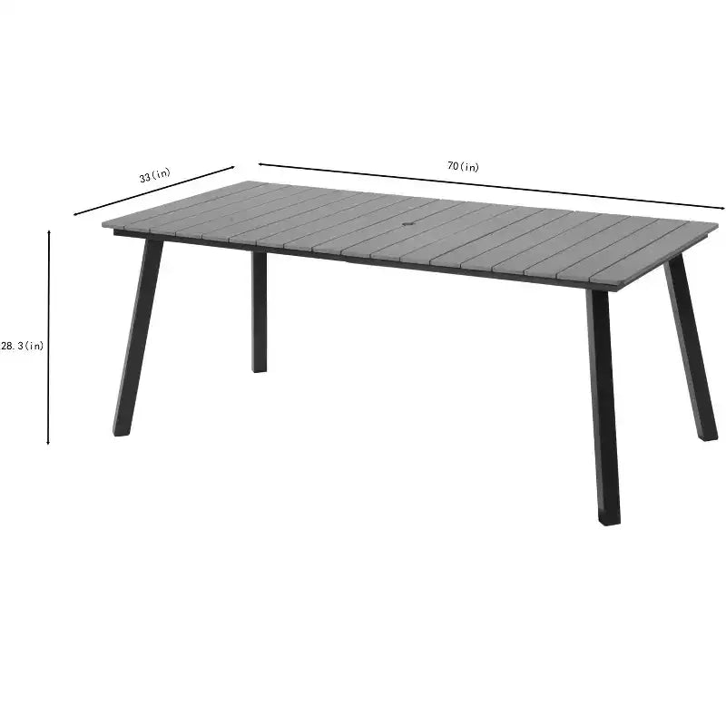 GDFStudio Harper - Tavolo da pranzo da esterno 70 in acciaio e HDPE con foro per ombrellone