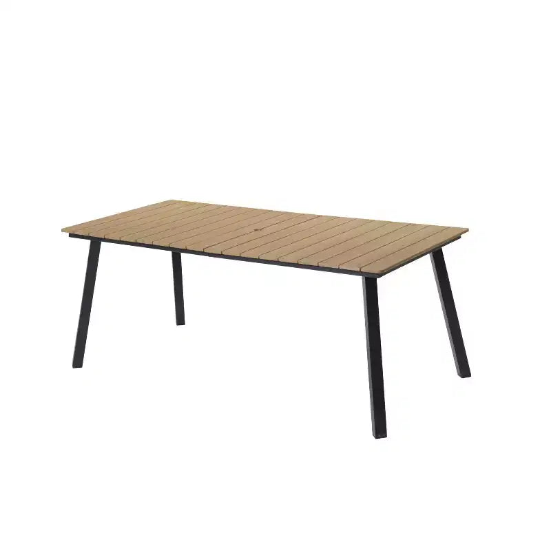 GDFStudio Harper - Tavolo da pranzo da esterno 70 in acciaio e HDPE con foro per ombrellone