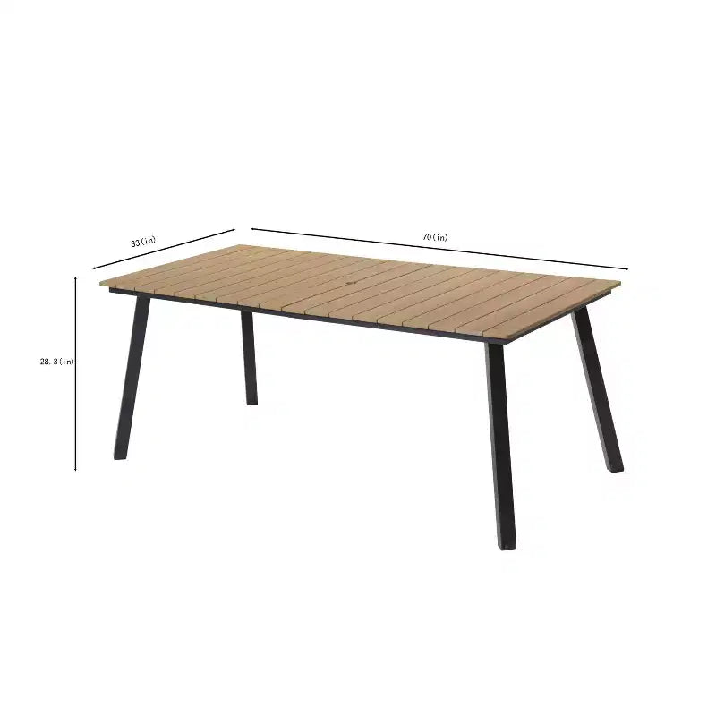 GDFStudio Harper - Tavolo da pranzo da esterno 70 in acciaio e HDPE con foro per ombrellone