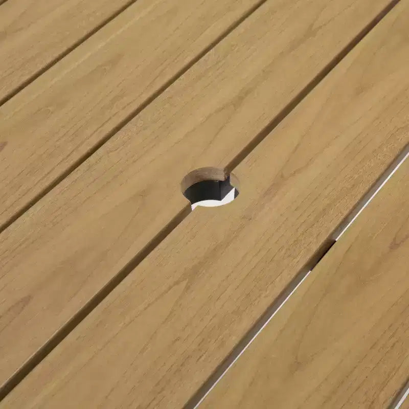 GDFStudio Harper - Tavolo da pranzo da esterno 70 in acciaio e HDPE con foro per ombrellone