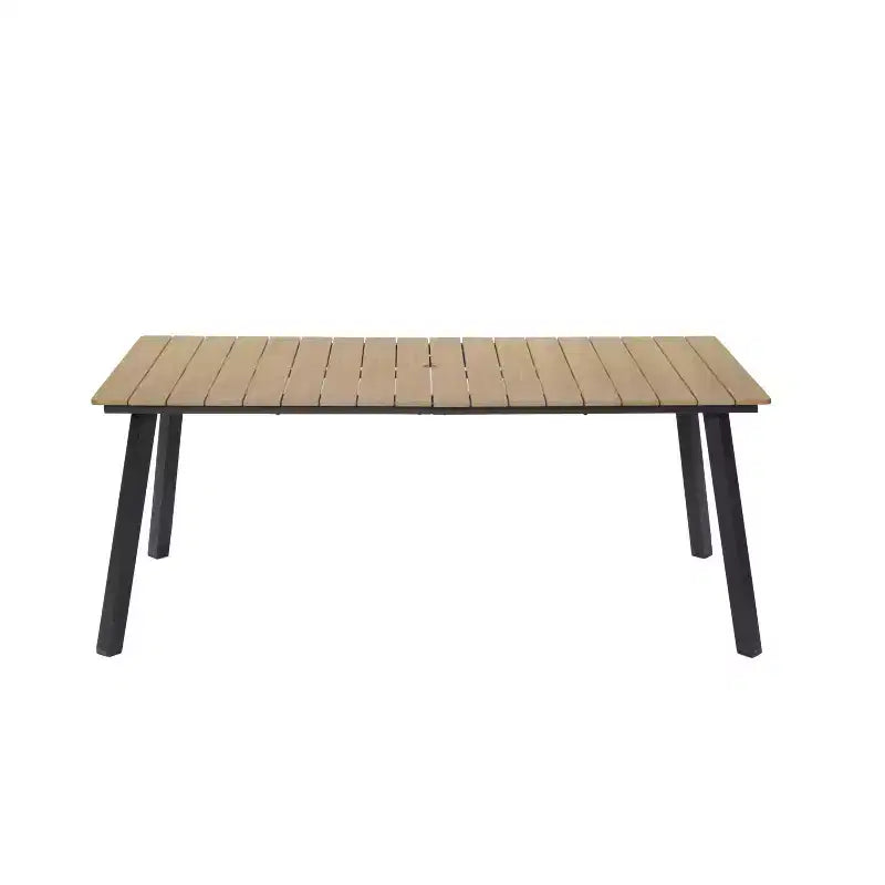 GDFStudio Harper - Tavolo da pranzo da esterno 70 in acciaio e HDPE con foro per ombrellone