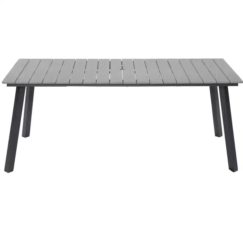 GDFStudio Harper - Tavolo da pranzo da esterno 70 in acciaio e HDPE con foro per ombrellone