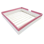 Luxystar Letto a Divano Imbottito in PU King Size con Recinzione e Scale, Rosa+Bianco