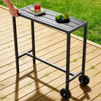 COZONY 39 Inch Rolling Bar Table with Wheels & Adjustable Feet, Waterproof Metal Top Counter Height Table for Patio or Kitchen