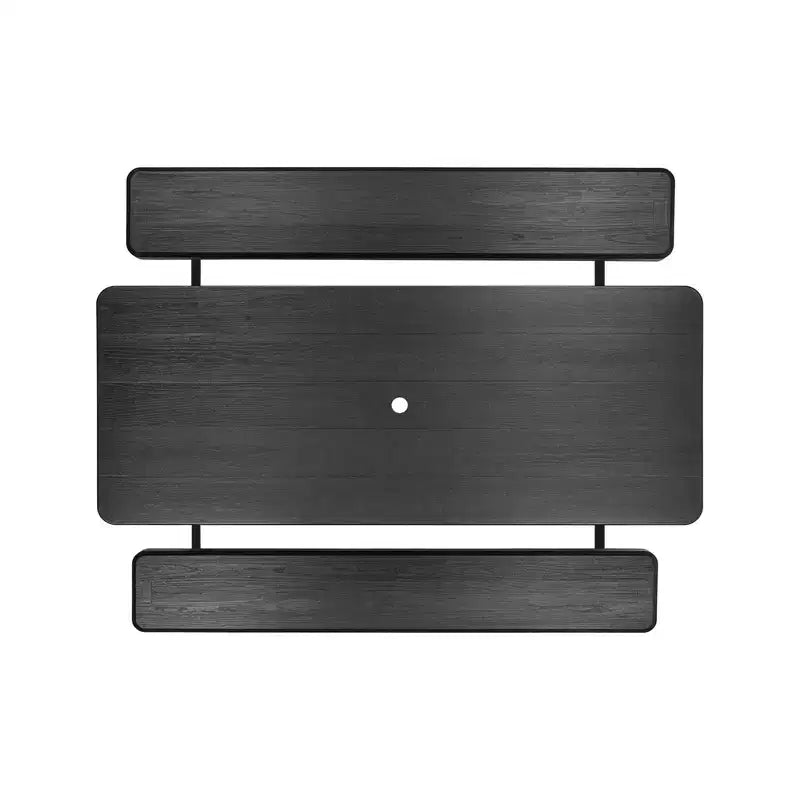 VEVOR Foldable Picnic Table, 6 FT Folding Picnic Tables with Benches, Steel Outdoor Bench Set with Umbrella Hole, Large Outside Dining Table, Black