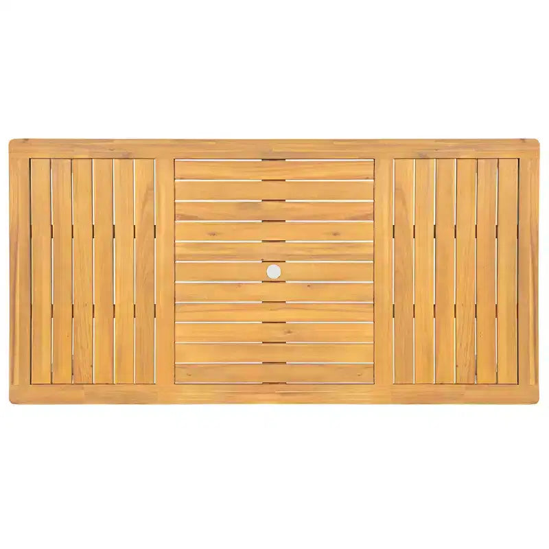 Christopher Knight Home Thitipong - Tavolo da pranzo rettangolare moderno da patio con doghe e foro per ombrellone
