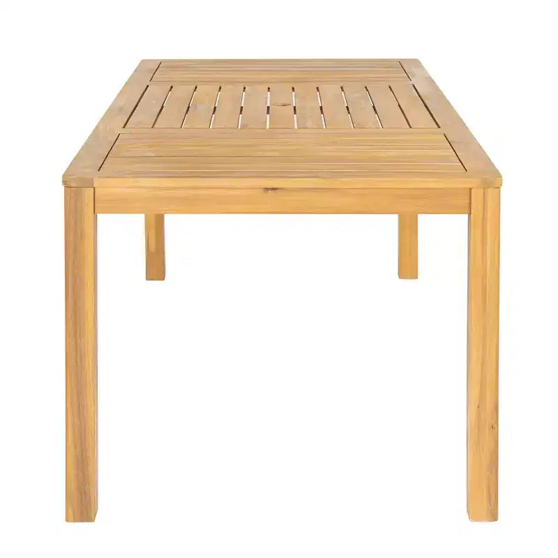 Christopher Knight Home Thitipong - Tavolo da pranzo rettangolare moderno da patio con doghe e foro per ombrellone