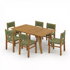 Christopher Knight Home Elvira Set da pranzo in 7 pezzi rustico per esterni in vimini intrecciato e legno di acacia