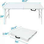Tavolo Pieghevole, Tavolo Utilità Portatile in Plastica, Impermeabile, Facile da Pulire, Piedini Antiscivolo, Capacità 136 kg, Uso Interno Esterno, Bianco