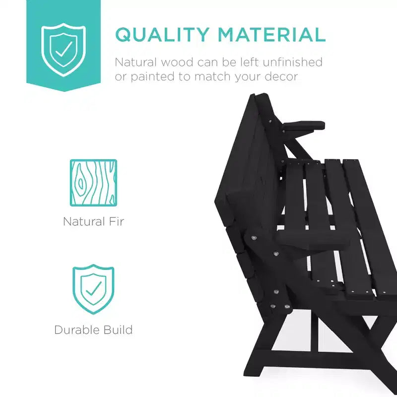 Best Choice Products Tavolo da Picnic/Panca da Giardino in Legno 2-in-1 Trasformabile da Esterno con Foro per Ombrellone - Naturale