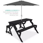 Best Choice Products Tavolo da Picnic/Panca da Giardino in Legno 2-in-1 Trasformabile da Esterno con Foro per Ombrellone - Naturale