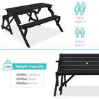 Best Choice Products Tavolo da Picnic/Panca da Giardino in Legno 2-in-1 Trasformabile da Esterno con Foro per Ombrellone - Naturale