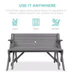 Best Choice Products Tavolo da Picnic/Panca da Giardino in Legno 2-in-1 Trasformabile da Esterno con Foro per Ombrellone - Naturale
