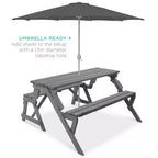 Best Choice Products Tavolo da Picnic/Panca da Giardino in Legno 2-in-1 Trasformabile da Esterno con Foro per Ombrellone - Naturale