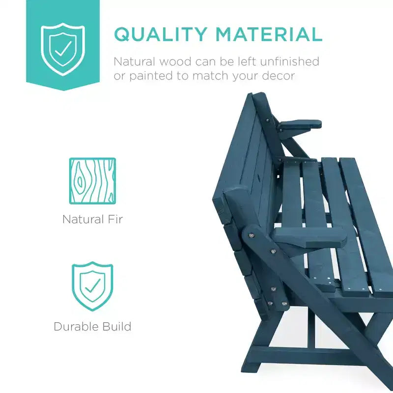Best Choice Products Tavolo da Picnic/Panca da Giardino in Legno 2-in-1 Trasformabile da Esterno con Foro per Ombrellone - Naturale