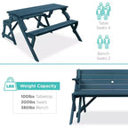 Best Choice Products Tavolo da Picnic/Panca da Giardino in Legno 2-in-1 Trasformabile da Esterno con Foro per Ombrellone - Naturale