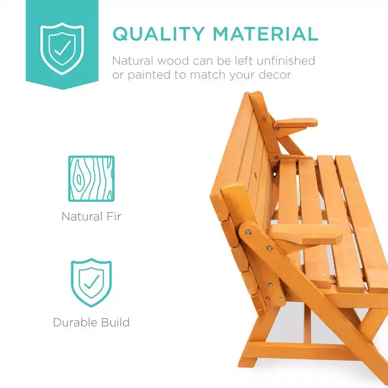 Best Choice Products Tavolo da Picnic/Panca da Giardino in Legno 2-in-1 Trasformabile da Esterno con Foro per Ombrellone - Naturale