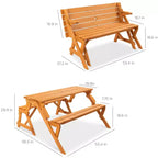 Best Choice Products Tavolo da Picnic/Panca da Giardino in Legno 2-in-1 Trasformabile da Esterno con Foro per Ombrellone - Naturale