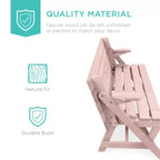 Best Choice Products Tavolo da Picnic/Panca da Giardino in Legno 2-in-1 Trasformabile da Esterno con Foro per Ombrellone - Naturale