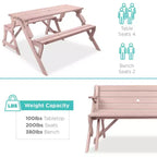 Best Choice Products Tavolo da Picnic/Panca da Giardino in Legno 2-in-1 Trasformabile da Esterno con Foro per Ombrellone - Naturale