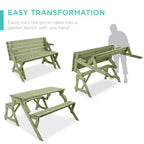 Best Choice Products Tavolo da Picnic/Panca da Giardino in Legno 2-in-1 Trasformabile da Esterno con Foro per Ombrellone - Naturale