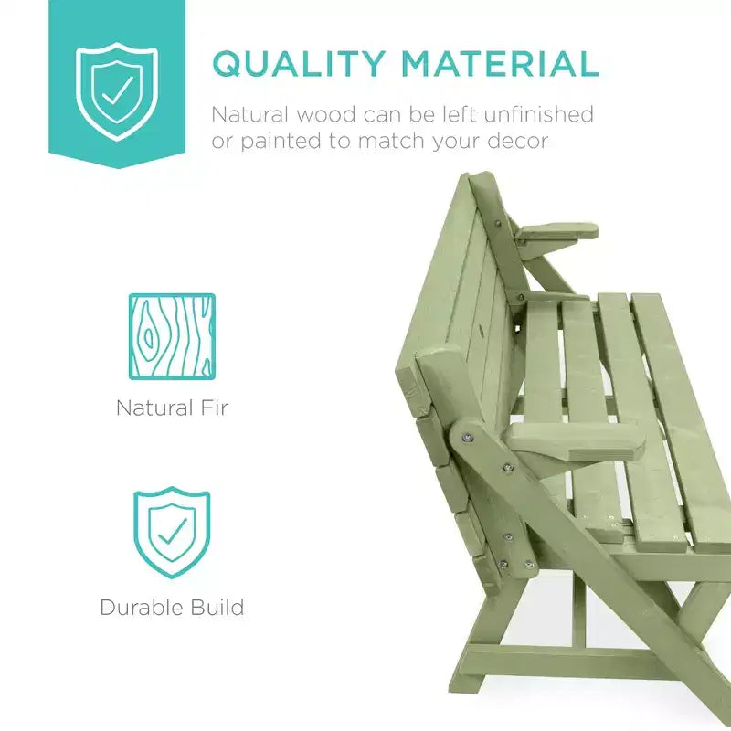 Best Choice Products Tavolo da Picnic/Panca da Giardino in Legno 2-in-1 Trasformabile da Esterno con Foro per Ombrellone - Naturale