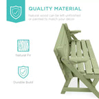 Best Choice Products Tavolo da Picnic/Panca da Giardino in Legno 2-in-1 Trasformabile da Esterno con Foro per Ombrellone - Naturale