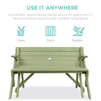 Best Choice Products Tavolo da Picnic/Panca da Giardino in Legno 2-in-1 Trasformabile da Esterno con Foro per Ombrellone - Naturale