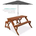 Best Choice Products Tavolo da Picnic/Panca da Giardino in Legno 2-in-1 Trasformabile da Esterno con Foro per Ombrellone - Naturale
