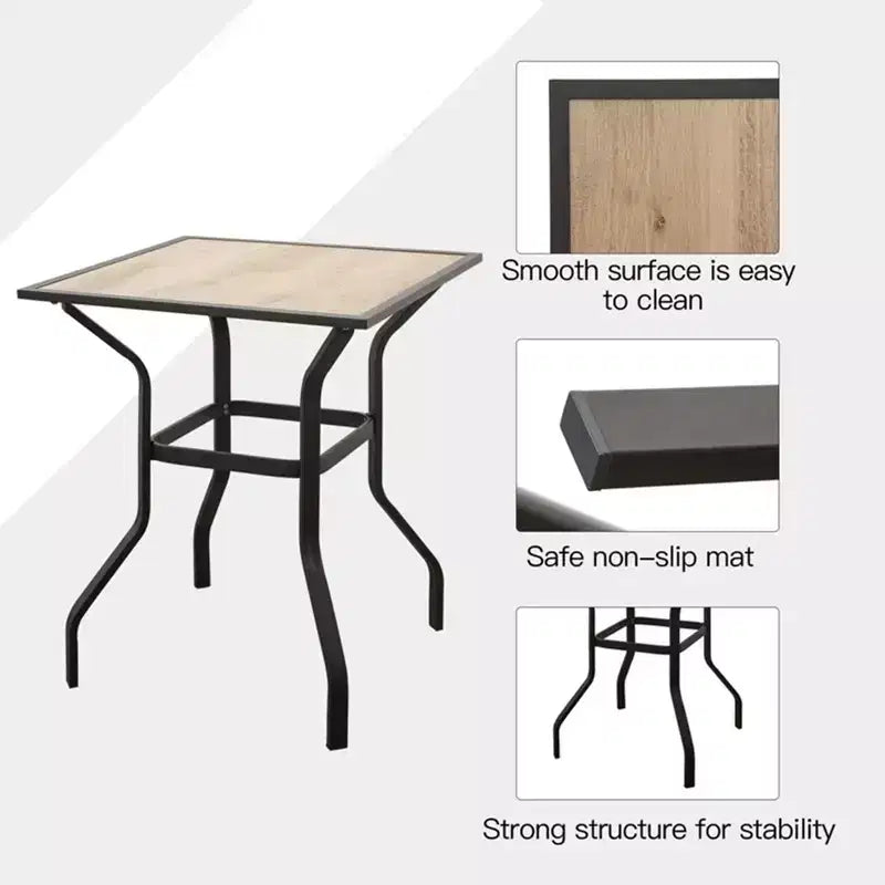 Clihome Tavolo quadrato da bar per esterni da 31 pollici, struttura in metallo con piano in finto legno, tavolo da bar per patio resistente alle intemperie per cortile, terrazza, bordo piscina