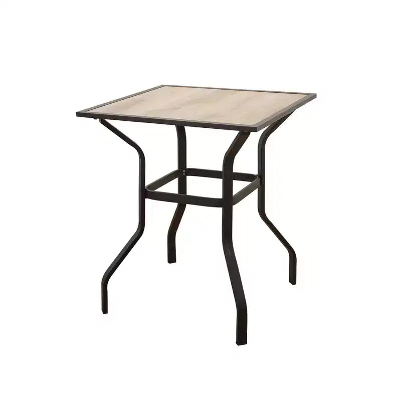 Clihome Tavolo quadrato da bar per esterni da 31 pollici, struttura in metallo con piano in finto legno, tavolo da bar per patio resistente alle intemperie per cortile, terrazza, bordo piscina