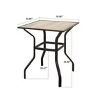 Clihome Tavolo quadrato da bar per esterni da 31 pollici, struttura in metallo con piano in finto legno, tavolo da bar per patio resistente alle intemperie per cortile, terrazza, bordo piscina