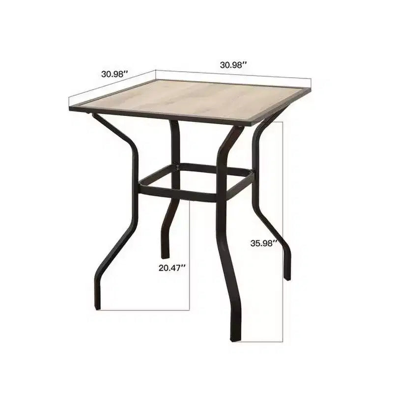 Clihome Tavolo quadrato da bar per esterni da 31 pollici, struttura in metallo con piano in finto legno, tavolo da bar per patio resistente alle intemperie per cortile, terrazza, bordo piscina