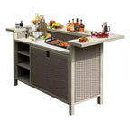 GDFStudio Wioletta Tavolo Bar in Alluminio e Rattan da Esterno Stile Rustico con Armadietto