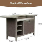 GDFStudio Wioletta Tavolo Bar in Alluminio e Rattan da Esterno Stile Rustico con Armadietto