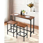 VEVOR Tavolo da Bar, Set da 3 Pezzi con 47 Tavoli da Bar, Set Tavoli e Sedie da Bar con Design a Bordo Arrotondato, Tavolo da Pub Rettangolare con Due Sgabelli, Multicolore