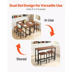 VEVOR Tavolo da Bar, Set da 3 Pezzi con 47 Tavoli da Bar, Set Tavoli e Sedie da Bar con Design a Bordo Arrotondato, Tavolo da Pub Rettangolare con Due Sgabelli, Multicolore